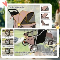 PawHut Carrito para Perros Pequeños con Cesta de Almacenaje Portavasos Ruedas y Cojín Lavable 77x44x102 cm Café(m-6)