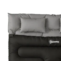 Outsunny Double Sleeping Bag with 2 Pillows, 220 x 160 cm Extra-Large Sleeping Bag for Adults, Black(m-10)