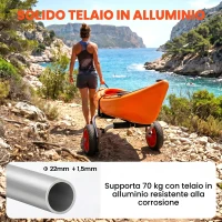HOMCOM Carrello per Kayak Pieghevole Pneumatici 25cm Adatto a Tutte Superfici(m-6)