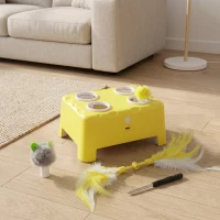 PawHut 3 in 1 Interactive Cat Toys with Mouse & Feather Teaser Toy Rechargeable Automatic for Indoor Kittens & Adult Cats(m-9)