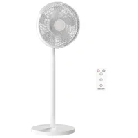 HOMCOM 40 cm Standing Fan, Cooling Floor Fan with 80° Oscillating, Adjustable Tilt and Height, 4 Speed, Remote Control, White(m-1)
