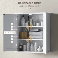 HOMCOM Bathroom Wall Cabinet, 3-Tier Wall-Mounted Bathroom Storage Cabinet with Adjustable Shelf, White(m-5)