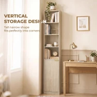 HOMCOM Bookcase Adjustable Shelf Bookshelf Anti-Tip Hardware 6-Tier Storage Cabinet Oak Wood Effect(m-5)