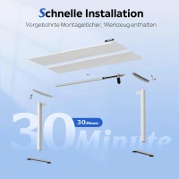 Höhenverstellbarer Schreibtisch, geräuscharmer Motor, stufenlose Verstellung mit Anti-Kollisionssystem, 120 × 60 cm, 120x60x72-118 cm, Weiß(m-9)