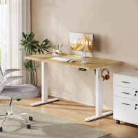Elektrisch höhenverstellbarer Schreibtisch, Anti‑Kollisionssystem, stufenlos verstellbar, 72–118 cm, 160x70x72-118 cm, Eichenfarbe(m-2)