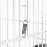 PawHut Bird Cage Foldable Portable Budgie Cage with Wooden Perch 2 Bowls for Travel 49 x 31 x 40 cm White(m-13)