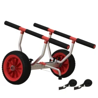SPORTNOW Transportwagen Verstellbarer Alu Kajakwagen bis 100 kg Bootswagen mit Spanngurte(m-12)