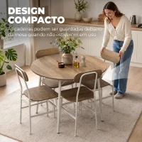 HOMCOM Conjunto de Mesa e 4 Cadeiras de Jantar para Espaços Pequenos, Natural e Branco(m-5)