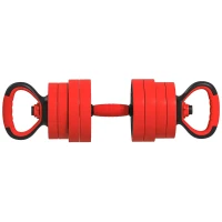 SPORTNOW Kit de Gimnasio 4 en 1 con Barra de Pesas Mancuernas Kettlebell para Entrenamiento de Fuerza en Casa Color Rojo y Negro(m-1)