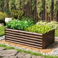Outsunny Letto per Orto Rialzato con Fondo Aperto e Bordi Arrotondati, 180x90x57.5 cm, Marrone Scuro(m-10)