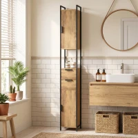 HOMCOM Freestanding Bathroom Cabinet, Tall Bathroom Storage Cabinet with Drawers and Shelves, Linen Storage, Brown(m-14)