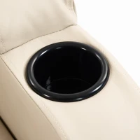 HOMCOM PU Leather Recliner Chair, Recliner Armchair with Extended Footrest, Cup Holders and Side Pockets, Cream(m-10)