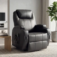 HOMCOM Fauteuil releveur électrique, fauteuil relax électrique, repose-pied, dossier inclinable, port USB, 83x95x107cm, noir(m-2)