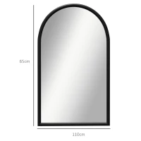 HOMCOM Miroir mural arche, 110 x 65 cm Cadre en bois, Miroir arqué pour le salon, la chambre, l'entrée, noir(m-3)