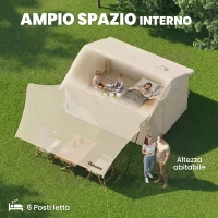 Outsunny Tenda da Campeggio Gonfiabile con Pompa, Impermeabile 3000mm e Antivento, Cachi(m-5)