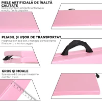 Covoraș de Gimnastică Pliabil HOMCOM, Covoraș Fitness Gros de 5 cm și Antiderapant, 180x60x5 cm, Roz(m-6)
