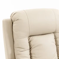 HOMCOM PU Leather Recliner Chair, Recliner Armchair with Extended Footrest, Cup Holders and Side Pockets, Cream(m-11)