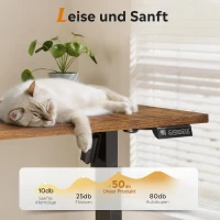 Elektrisch höhenverstellbarer Schreibtisch, leiser Motor mit 3‑fach Memory und Anti‑Kollisionssystem, 120 × 60 cm, 120x60x72-120 cm, Braun(m-6)