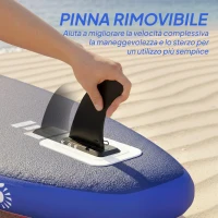 Outsunny Sup Gonfiabile con Pagaia Regolabile e Accessori, in Plastica ed EVA, 305x89x15 cm, Blu Rosso Rosa(m-7)