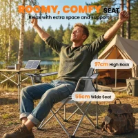 Outsunny Camping Chair Set of 2 Portable Folding Outdoor Camp Chair with Cup Holders and Carry Bag Grey(m-5)
