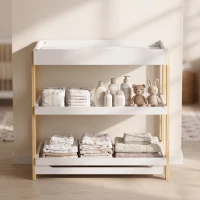 AIYAPLAY Baby Changing Table with 2 Storage Shelves, Nursery Diaper Changing Unit with Waterproof Changing Mat, White(m-8)
