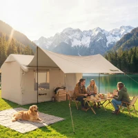 Outsunny Inflatable Tents Waterproof Glamping Tent with Stove Jack for 6-8 Person(m-14)