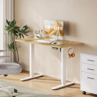 Elektrisch höhenverstellbarer Schreibtisch, leiser Motor mit 3‑fach Memory und Anti‑Kollisionssystem, 120 × 60 cm, 120x60x72-118 cm, Eichenfarbe(m-3)