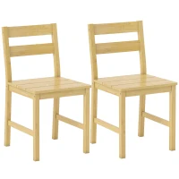 HOMCOM Juego de 2 Sillas de Comedor de Bambú con Asiento con Listones Respaldo Curvado Sin Brazos Natural(m-1)