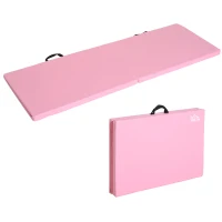 HOMCOM Tappetino da Ginnastica Pieghevole, Materassino Fitness Spesso 5 cm e Antiscivolo, 180x60x5 cm, Rosa(m-8)