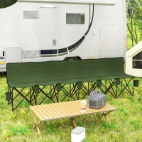 Outsunny 6 Seater Folding Camping Chair with Cup Holder & Carry Bag - Green(m-10)