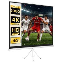 HOMCOM Pantalla de Proyector Manual 120 Pulgadas Pantalla de Proyección Formato 4:3 con Altura Ajustable 244x183 cm Blanco(m-1)
