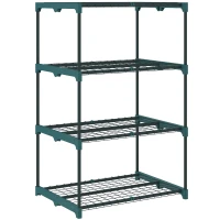 Outsunny Portapiante a 4 Livelli Aperti in Acciaio e Plastica, 67x49x105 cm, Verde Scuro(m-1)