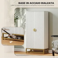 HOMCOM Credenza Cucina 119,5 cm, Moderna Dispensa Autoportante con 12 Ripiani su Ante, Ripiani Regolabili e Pannelli con Finitura in Legno, Bianca(m-8)