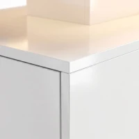 HOMCOM Mesa de Centro LED con Almacenamiento Moderno Mueble de Salón de 2 Niveles con 2 Cajones Blanco Brillo(m-10)