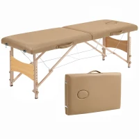 HOMCOM Marquesa de Massagem Dobrável com Estrutura em Madeira Altura Ajustável e Bolsa de Transporte 186x60x61-87 cm Castanho(m-10)