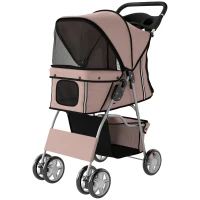 PawHut Carrito para Perros Pequeños con Cesta de Almacenaje Portavasos Ruedas y Cojín Lavable 77x44x102 cm Café(m-11)