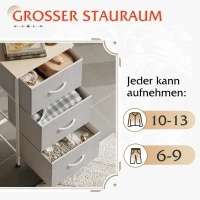 Kommode mit 3 Schubladen, geruchsneutrale Holzplatte, klappbare Stoffschubladen, 39.8x29.8x75.1 cm, Hellgrau(m-6)