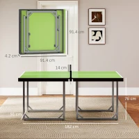 HOMCOM 6ft Table Tennis Table, Ping Pong Table with Net, Foldable and Portable Ping Pong Set for Indoor Use, Easy Assemble, Midsize, Green(m-3)
