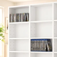 HOMCOM 835 CD/500 DVD Storage Unit, Blu-ray Media Storage Shelf with 27 Compartments and 21 Adjustable Shelves, White(m-13)