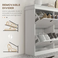HOMCOM Slim Shoe Cabinet, Shoe Cabinet with 4 Drop-Down Drawers, 105W x 24D x 82.5H cm,  White(m-6)