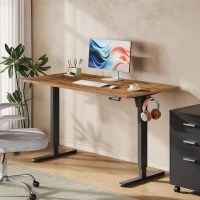 Elektrisch höhenverstellbarer Schreibtisch, leiser Motor mit 3 Speicherplätzen,140×70 cm, 72–118 cm, 140x70x72-118 cm, Braun(m-2)