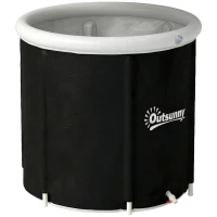 Outsunny Baignoire à Glace Pliable Gonflable 280 L avec Couvercle et Pompe pour Entraînement à l'Eau Froide, 78x78x71 cm, Noir(m-1)