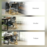 HOMCOM Silla Ergonómica de Rodillas con Respaldo Cojines Acolchados Marco de Madera para una Mejor Postura Oficina Gris(m-7)