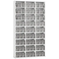 HOMCOM 835 CD/500 DVD Storage Unit, Blu-ray Media Storage Shelf with 27 Compartments and 21 Adjustable Shelves, White(m-13)