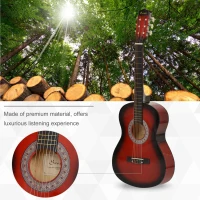 HOMCOM 36" 3/4 Beginner Acoustic Guitar Set, with Protective Case, Red(m-4)