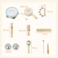 AIYAPLAY Instrumentos Musicales Infantil 10 Piezas Juguetes Musicales de Madera Montessori Set de de Percusión(m-3)