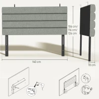 HOMCOM Cabeceira de Cama 140 cm Altura Ajustável em 3 Níveis 106/116/126 cm Estofada em Linho Cinza(m-3)