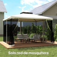 Outsunny 4 Paneles Laterales 3,4x2 cm para Carpa de Jardín Tela Mosquitera para Cenador Gazebo con Cremalleras y Anillas Negro(m-9)