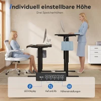 Elektrisch höhenverstellbarer Schreibtisch, leiser Motor mit 3‑fach Memory und Anti‑Kollisionssystem, 120 × 60 cm, 120x60x72-118 cm, Schwarz(m-7)