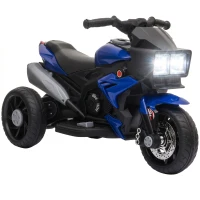AIYAPLAY Kids Electric Motorcycle Ride-On Toy, 3-Wheel Battery-Operated Motorbike with Horn, Toddler Ride On Bike, Blue(m-1)